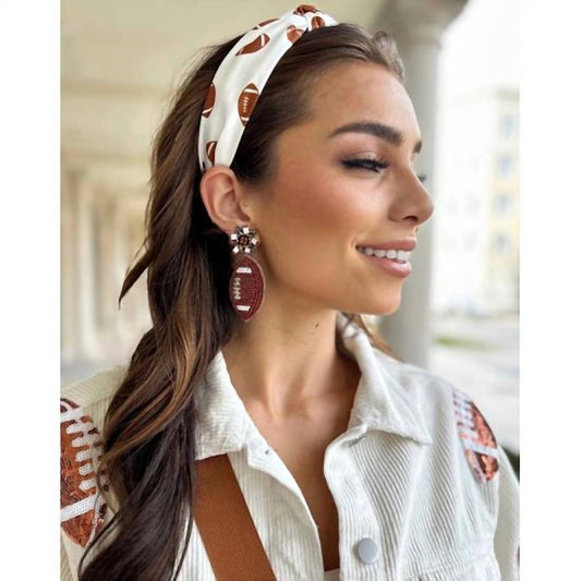 Live Love Gameday - Women's Seed Bead Football Earrings With Sparkle Post