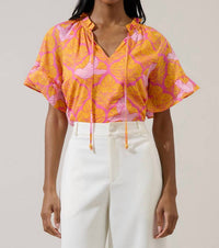 Sugarlips - Jaidy Floral Erie Split Neck Top