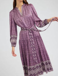Current Air - Geo Printed Belted Midi Dress