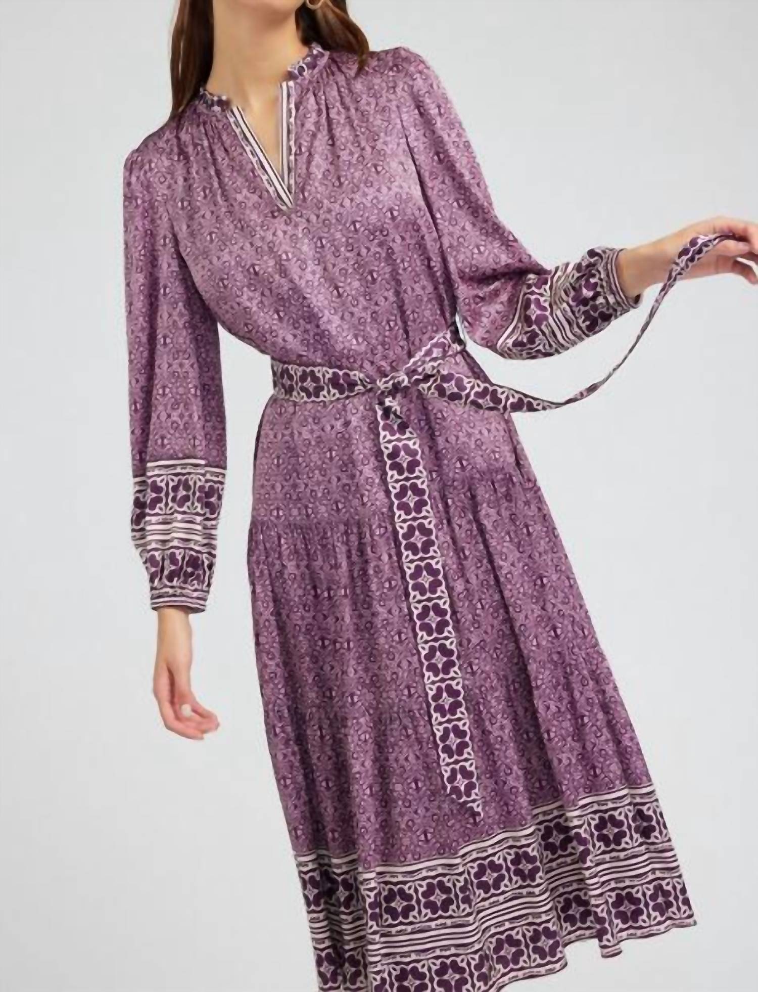 Current Air - Geo Printed Belted Midi Dress