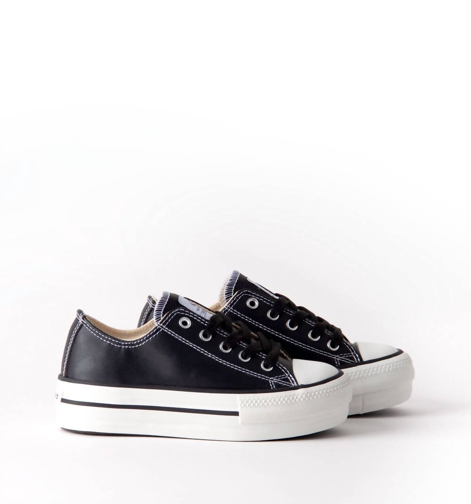 VICTORIA Women's Tribu Doble Faux Leather Sneakers in negro - women's sneaker - view 5