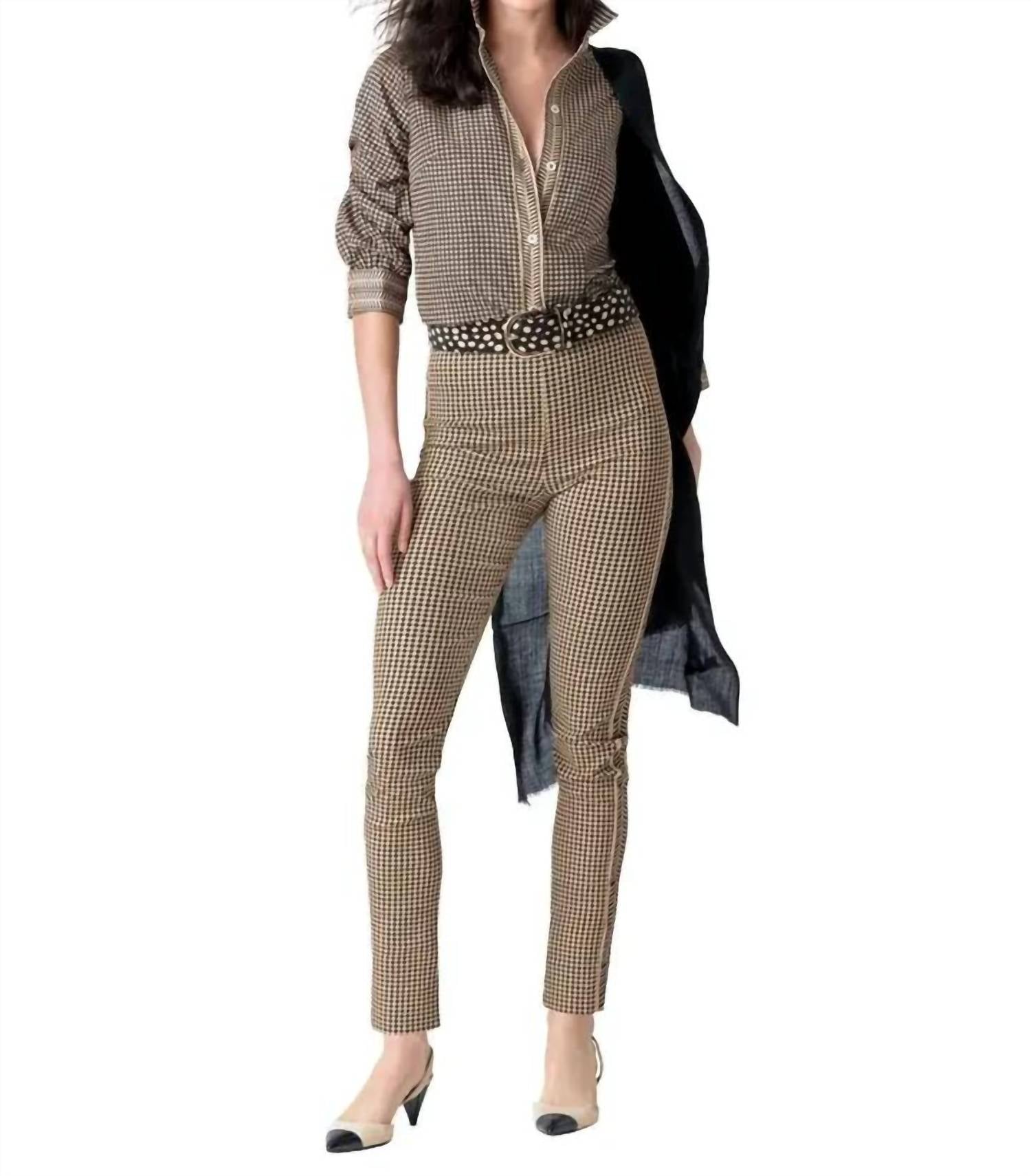 GRETCHEN SCOTT Checkmate Gripeless Pull On Pant in black khaki - women's pants - view 4