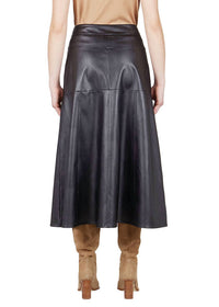 Purotatto - Faux Leather Midi Skirt