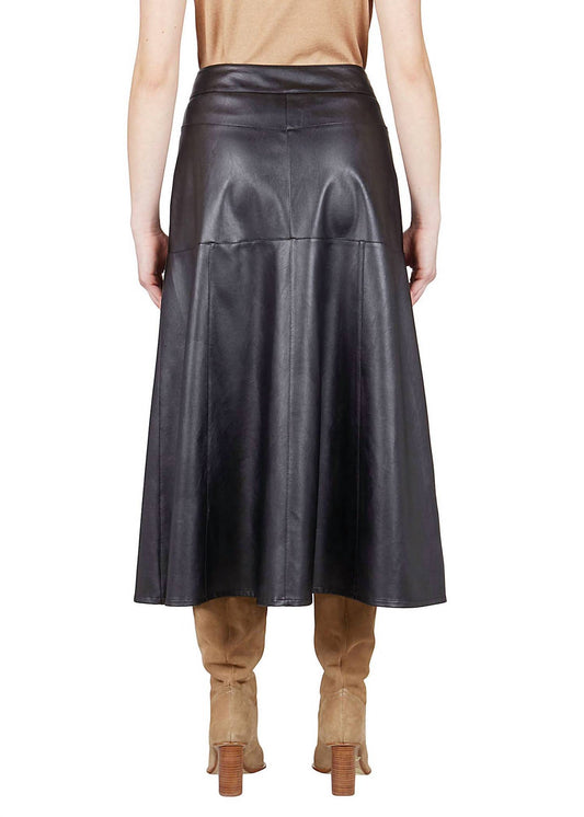 Purotatto - Faux Leather Midi Skirt