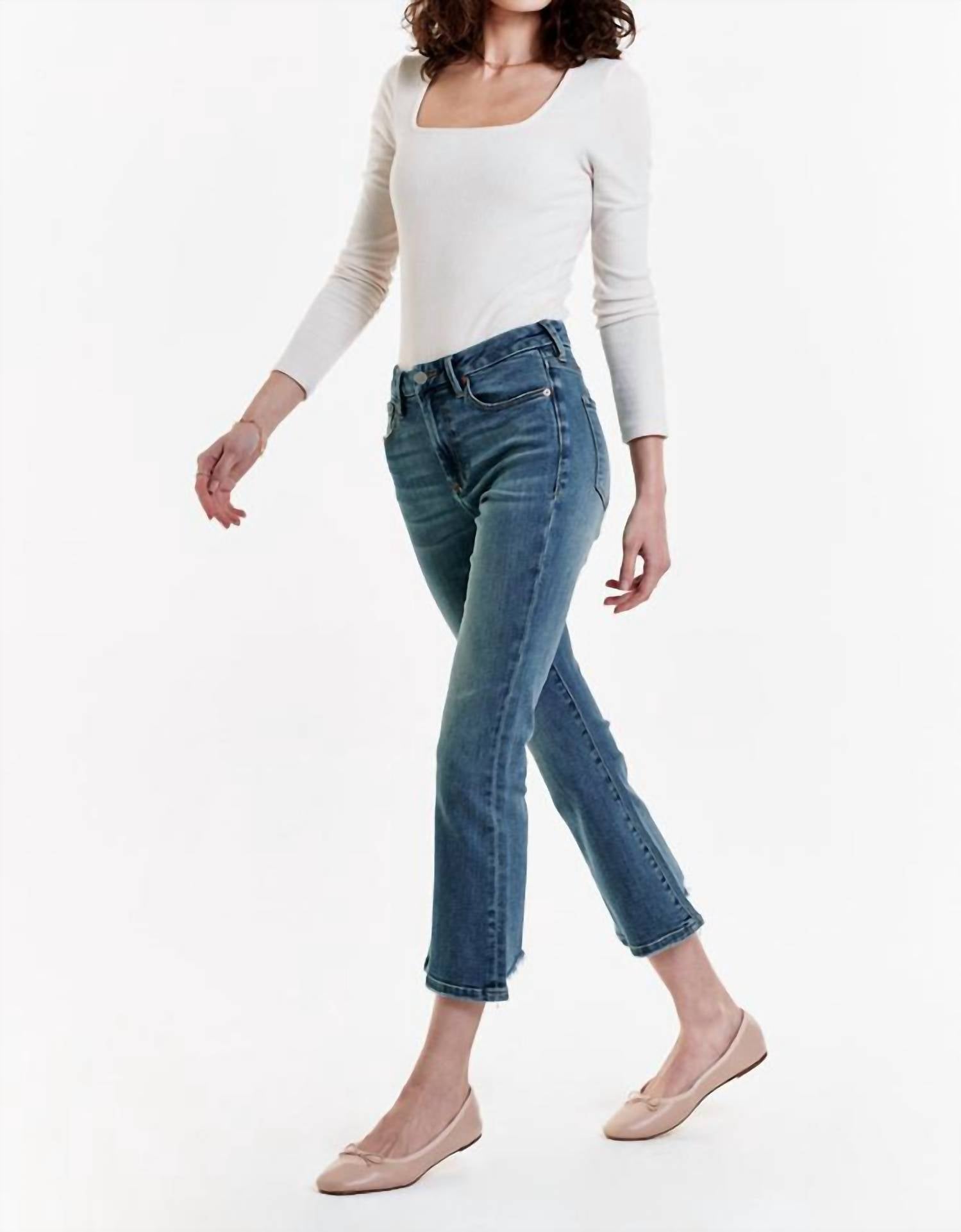 DEAR JOHN DENIM Jeanne Mid Rise Cropped Flare Jeans in cambrion - women's jeans