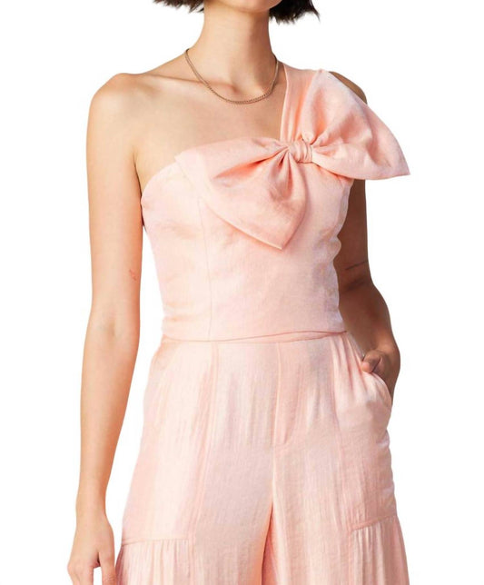 Current Air - ONE SHOULDER TOP WITH RIBBON AND SMOCKED BACK