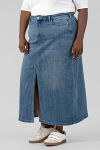 Nydj - High Rise Long Skirt With Slit - Plus