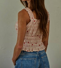 By Together - Striped Heart Embroidered Top