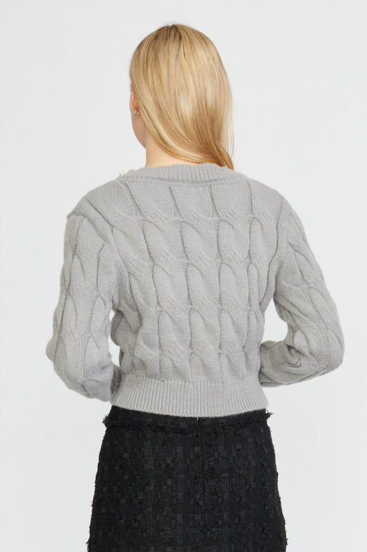 Stellah - CABLE CARDIGAN WITH PEARLS