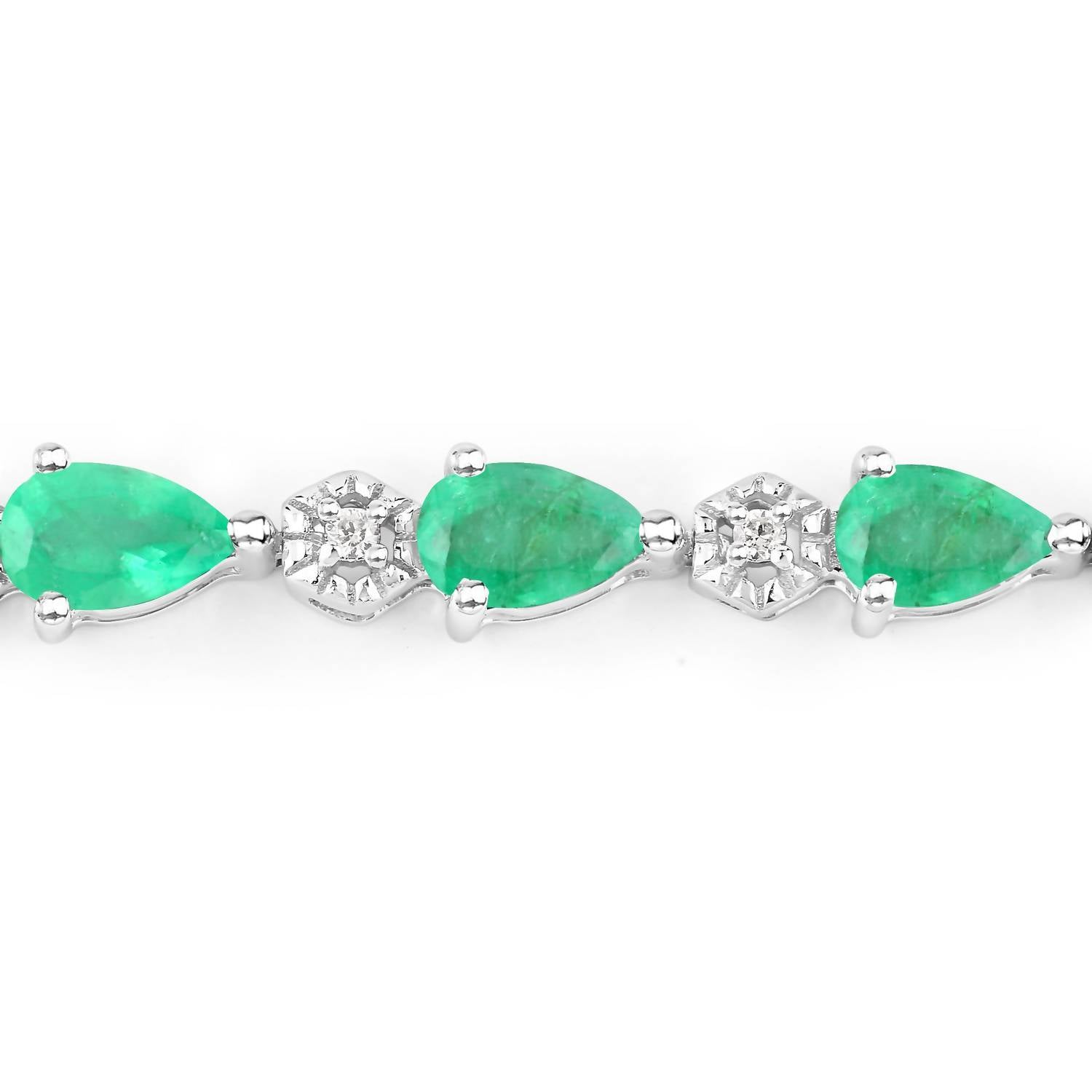 Diana M Jewels - Women's Pear Natural Zambian Emerald Bracelet (3.53 Ct) - Signature Plus