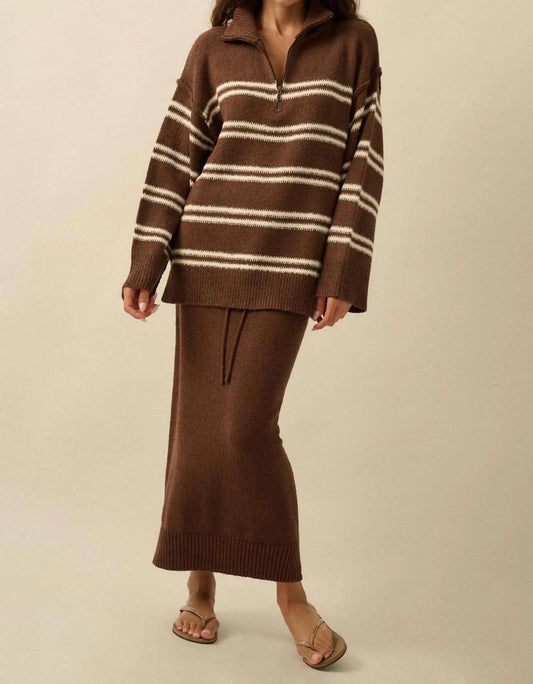 Promesa - Striped Knit Quarter-zip Sweater