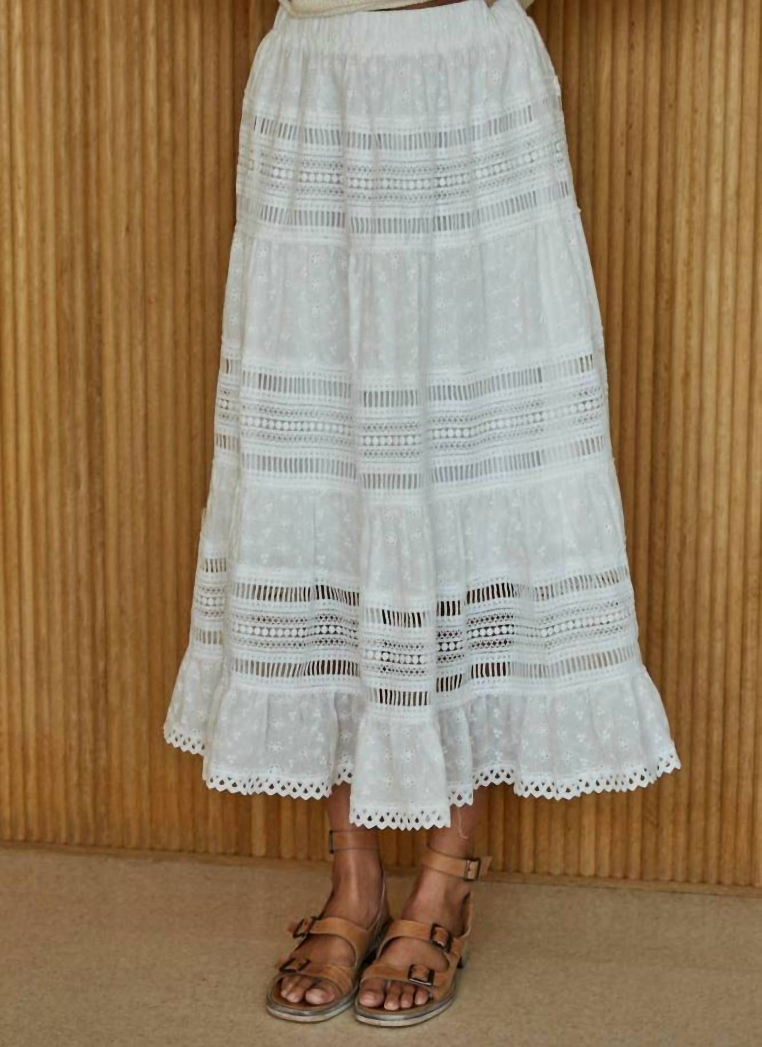 By Together - Eyelet Lace Midi Skirt