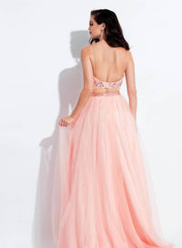 Rachel Allan - Embellished Two-piece Tulle Prom Dress