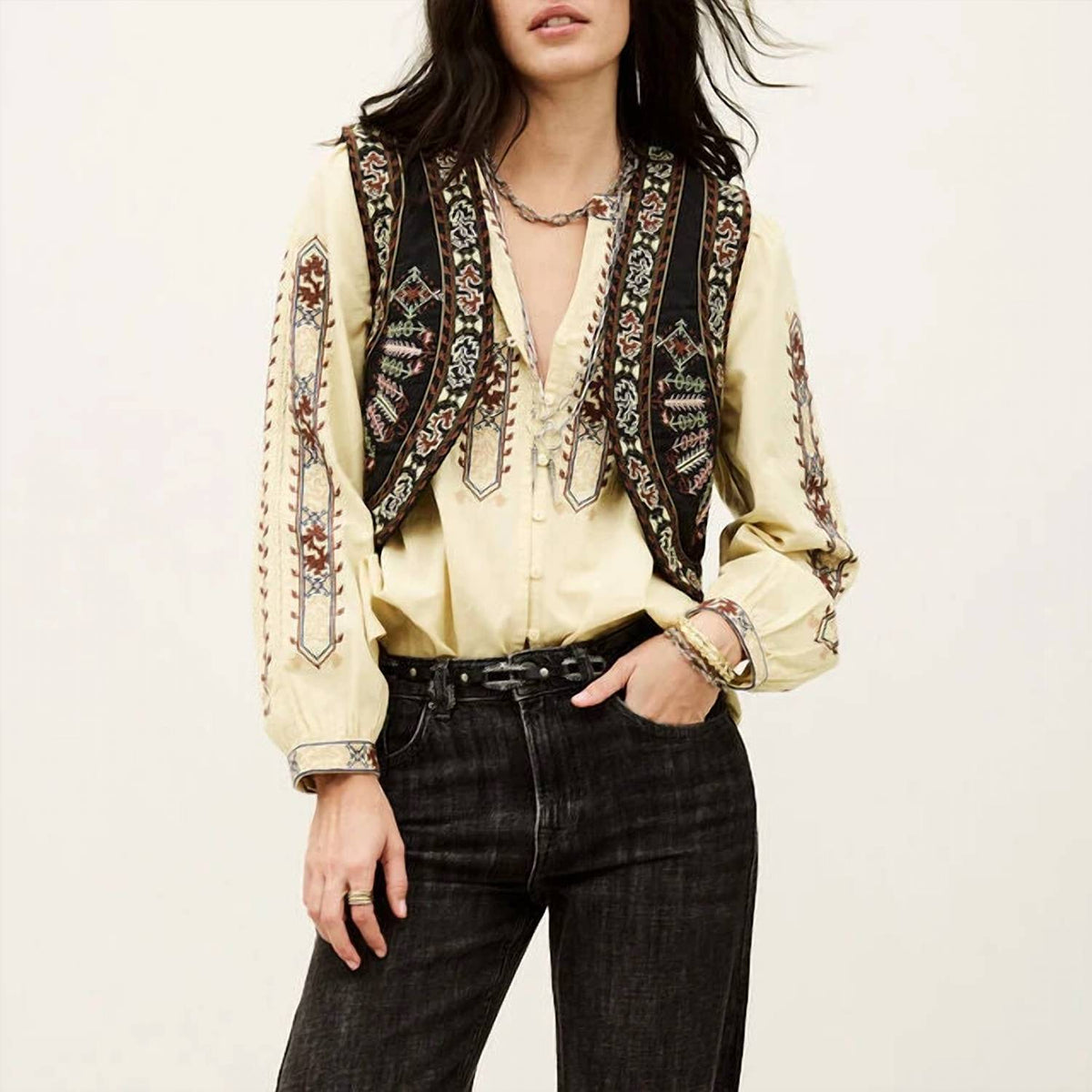 Ba&Sh - Fosca Cropped Embroidered Cardigan