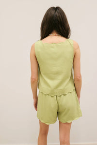Blu Pepper - Stephanie Scallop Trim Woven Tank And Short Set