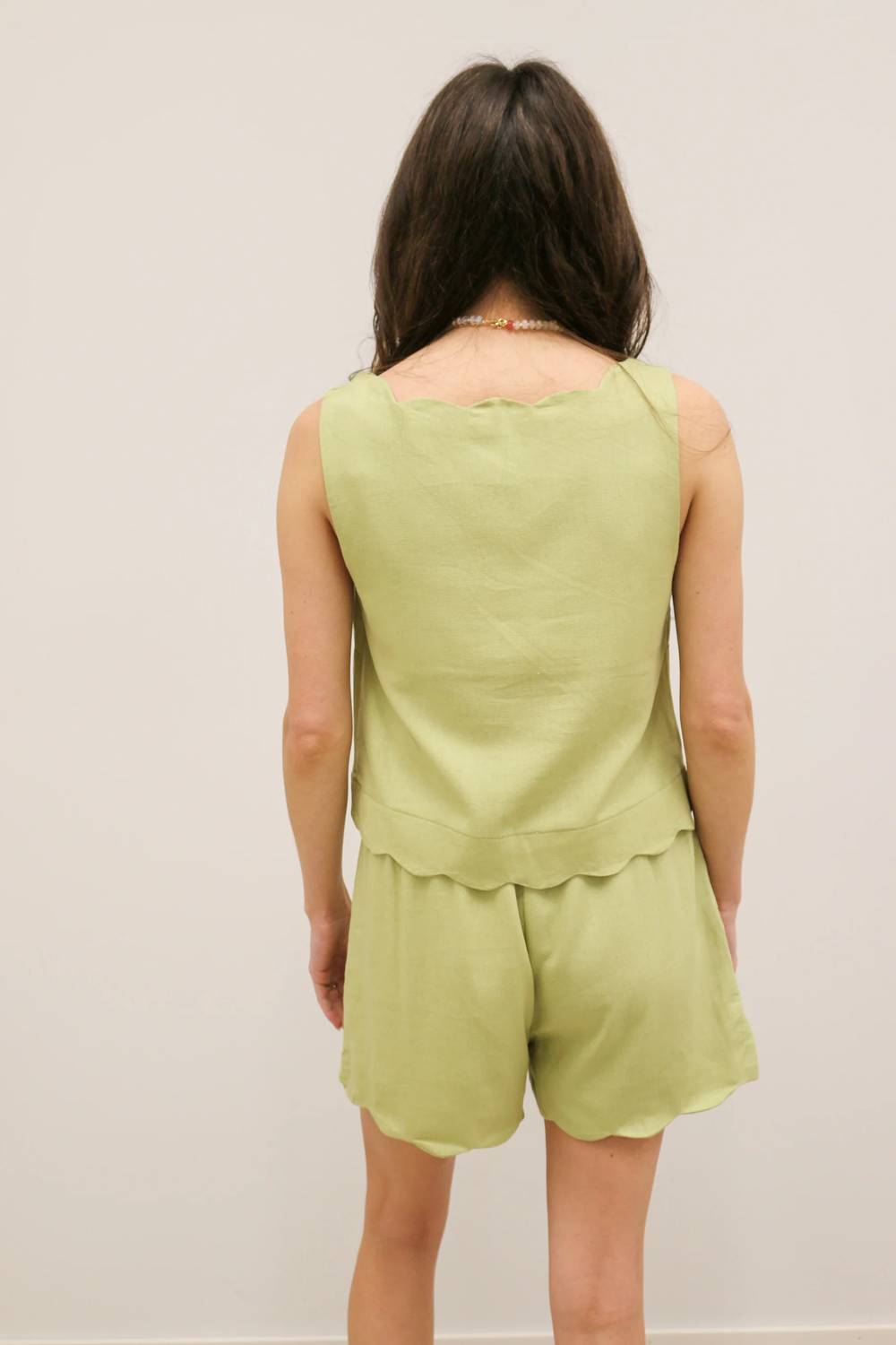 Blu Pepper - Stephanie Scallop Trim Woven Tank And Short Set