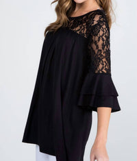 P & Rose - Lace And Ruffle Tiered Sleeve Blouse