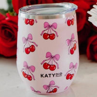 Katydid - Cherries and Coquette Bows Insulated Stainless Steel Wine Tumbler