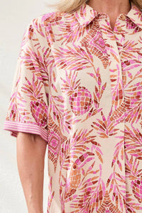 Tribal - Elbow Sleeve Button Front Dress