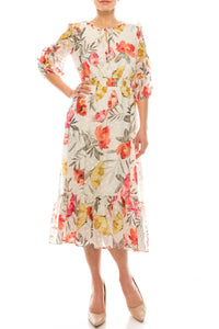 Maison Tara - Floral Chiffon A-line Dress