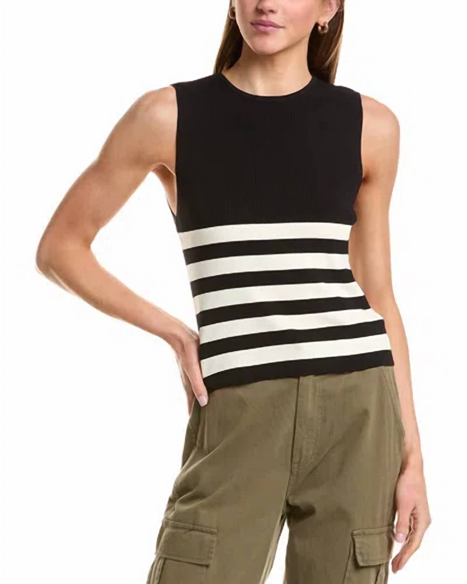Electric & Rose Kelsey Sweater in black white - women's tank top