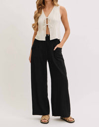 Sweet Lovely By Jen - Wide Leg Drawstring Pants With Pockets