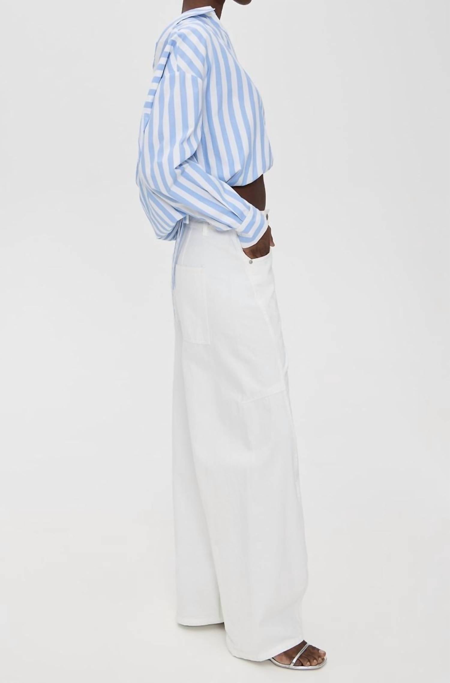 Essentiel Antwerp - Striped Wrap - effect Blouse Shirt - blouses - blue - clothing