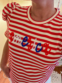 Peach Love Liberty Striped Top in red - women's t-shirt