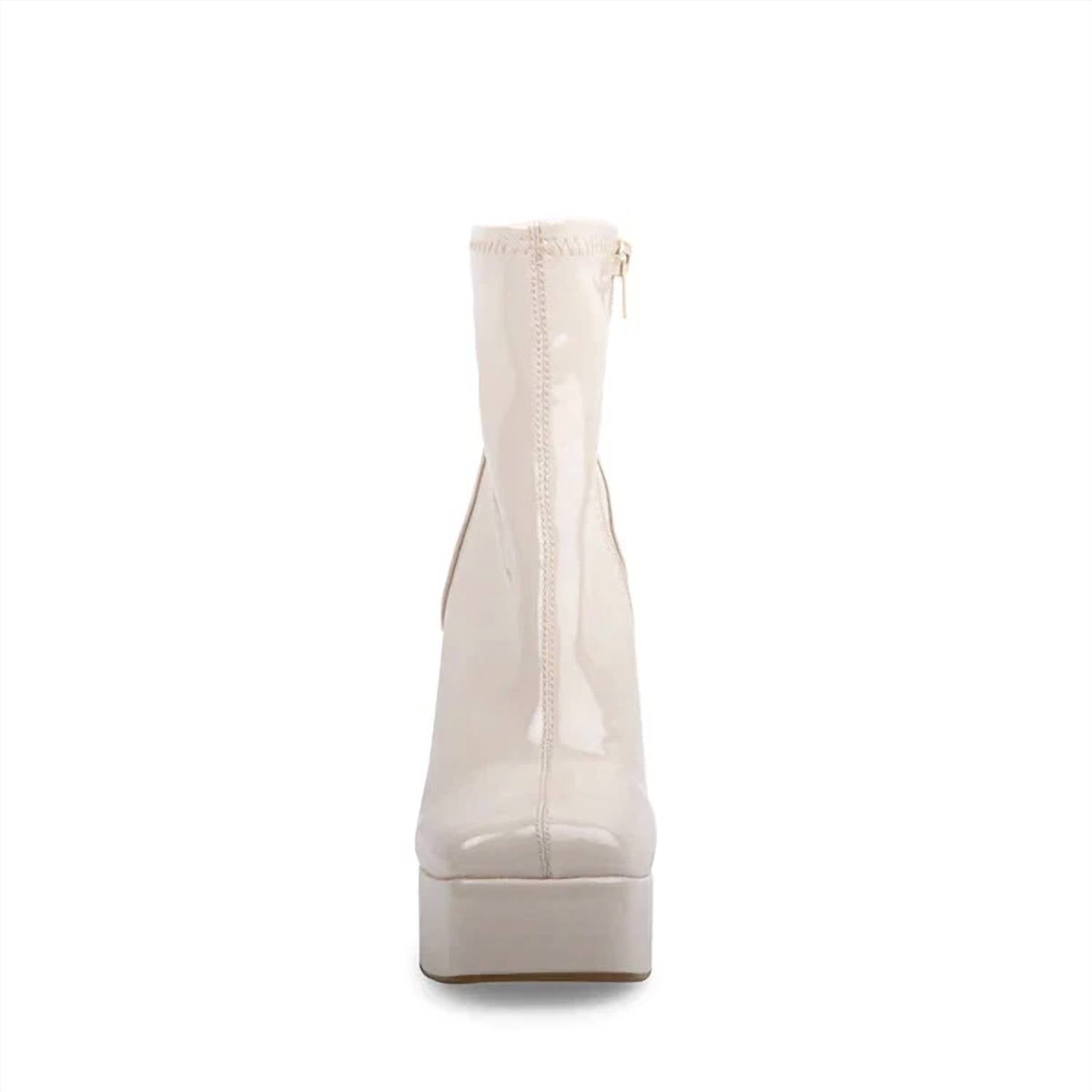 STEVE MADDEN Women's Bianca Platform Boots in bone patent - women's shoe - alternate view