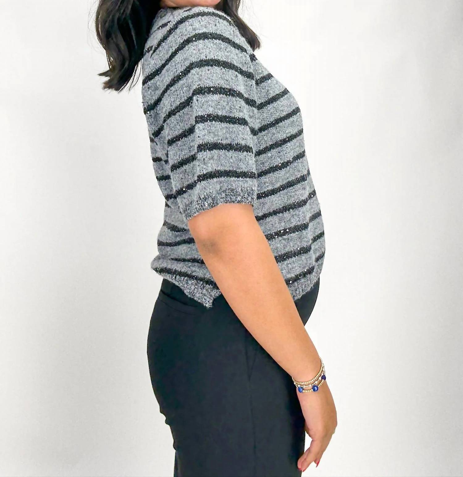 Sanctuary - Short Sleeve Shine Sweater Tee