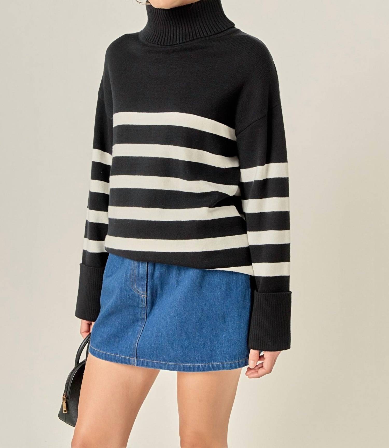 English Factory - Turtle Neck Stripe Sweater