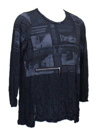 Comfy Usa - Women's Newsprint Crinkle Top