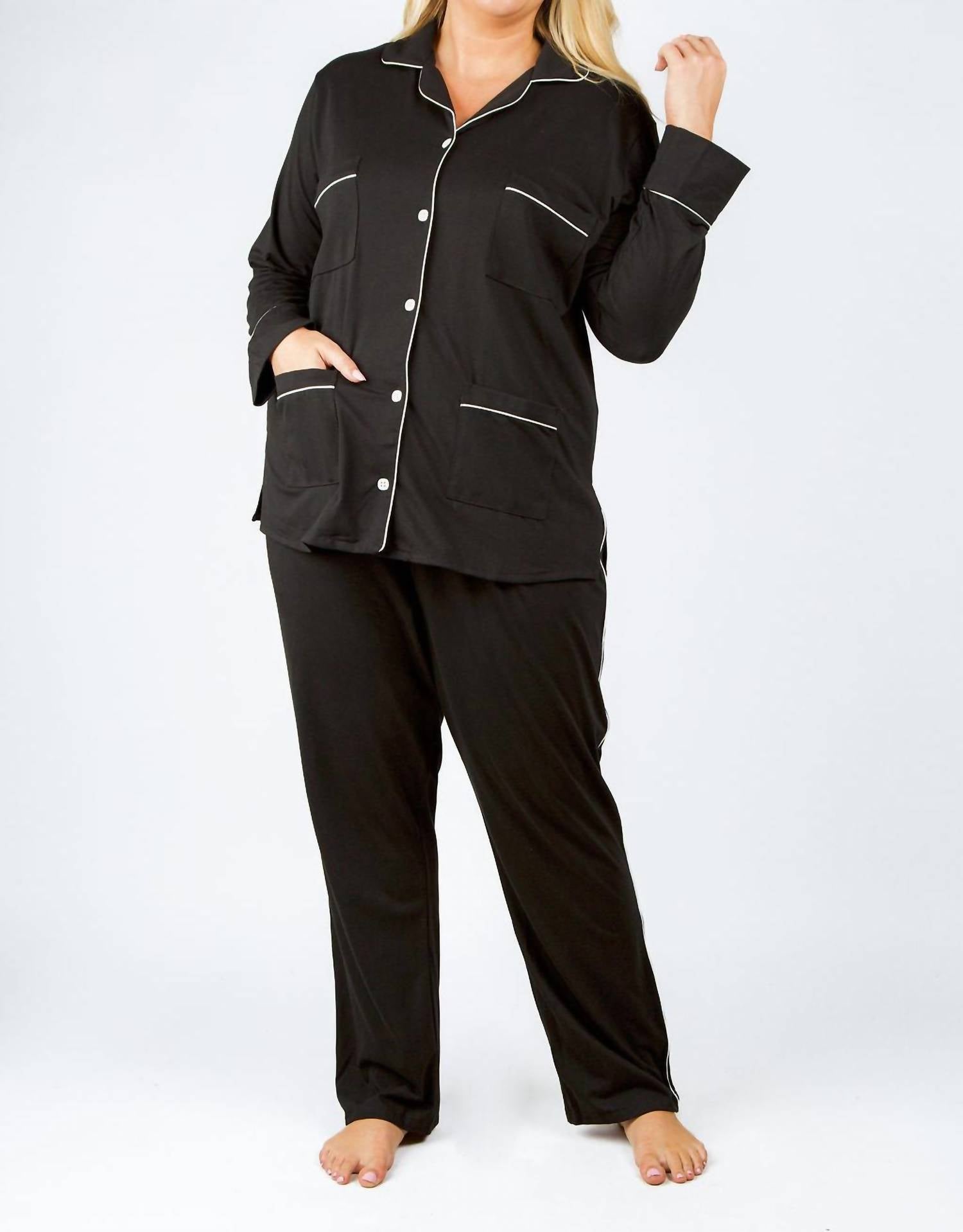 Isayes - Four Pocket Cotton Pajamas - Plus Size