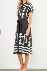 Thml - Short Sleeve Print Button Up Dress