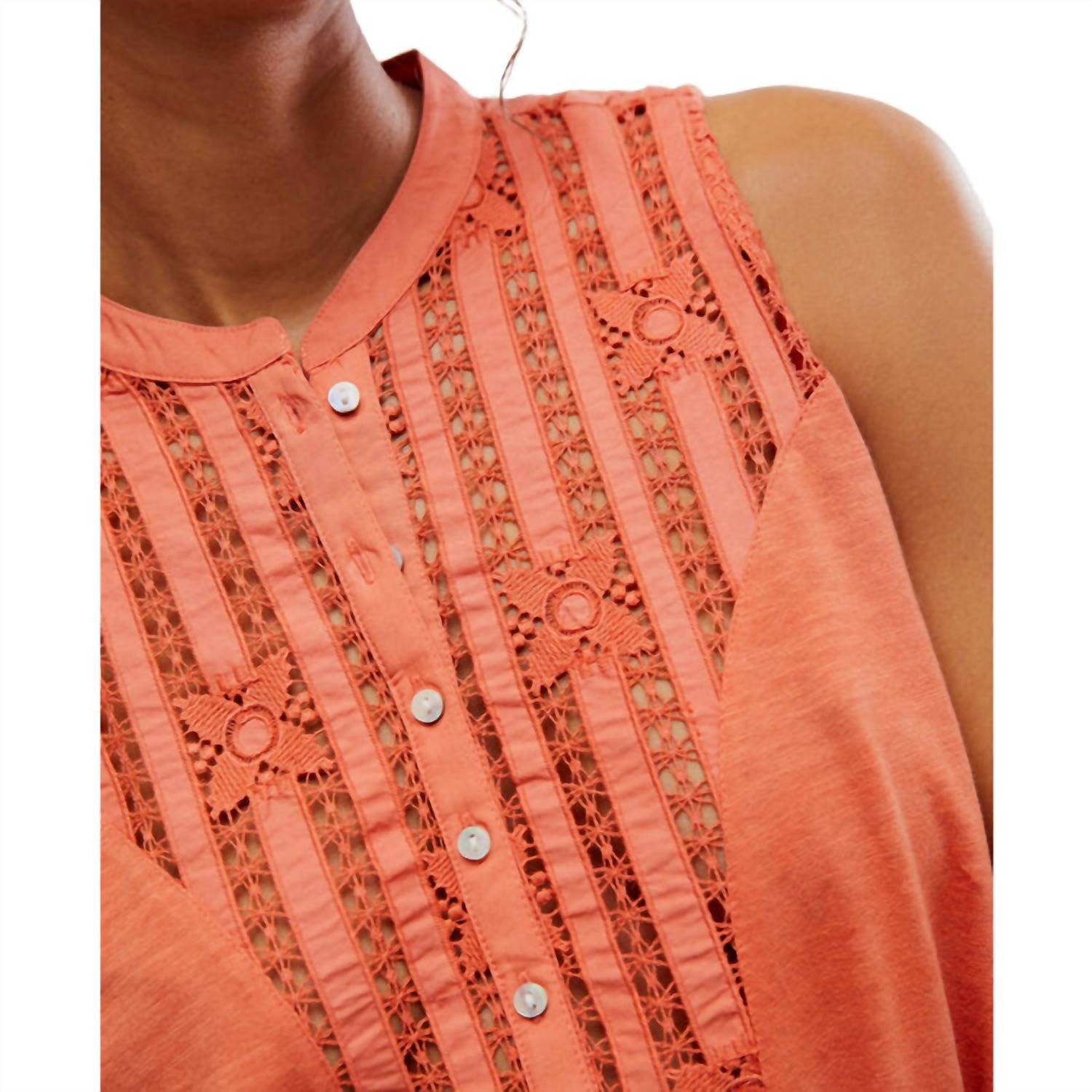 Free People Sunkissed Sleeveless Top in red mango - women's blouse - view 4