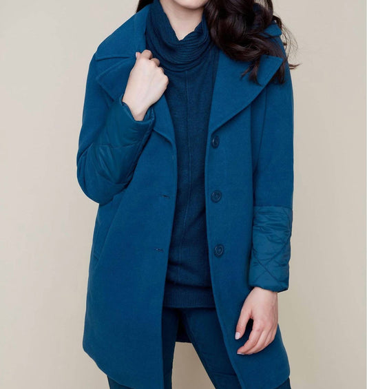 Renuar - Long coat with quilted inserts
