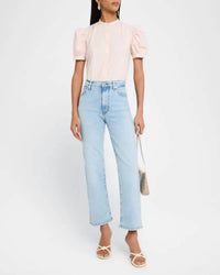 Frame - Gathered Short Sleeve Button Front Top
