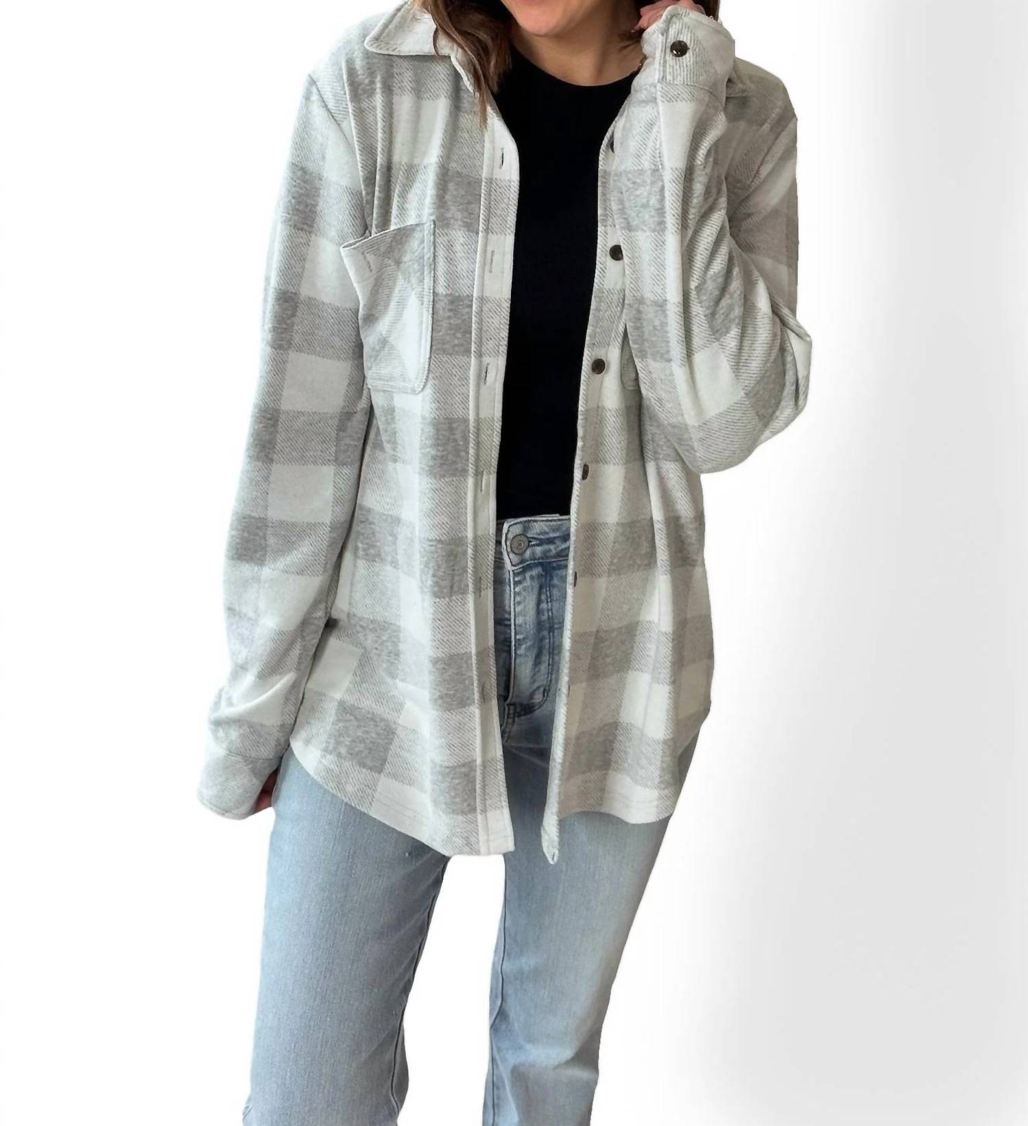 Panache - Soft Plaid Button Up Top