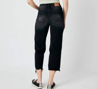 Judy Blue - Tara Ripped Raw Hem Crop Wide Leg Jeans