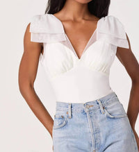 Astr - Maelie Tulle Bow Detail Tank Bodysuit