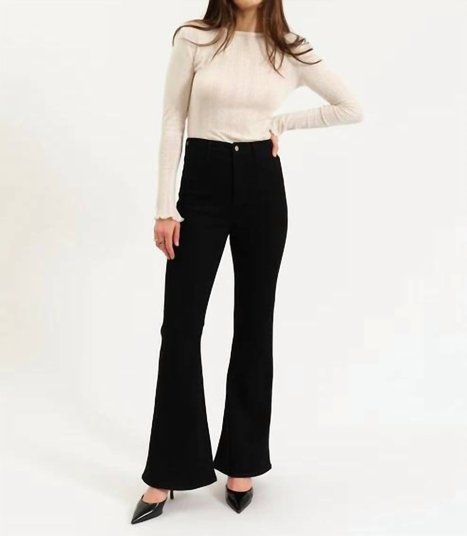 DAZE Sunset Flare High Rise Flare Jeans in after party - women's jeans - detail view
