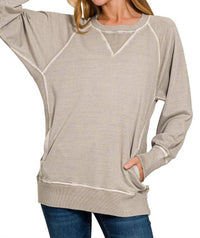Zenana - Pigment Dyed French Terry Pullover Sweater