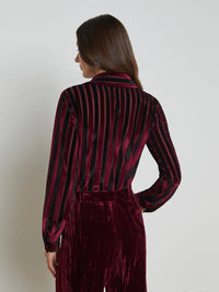 L'Agence - Laurent Striped Velvet Blouse