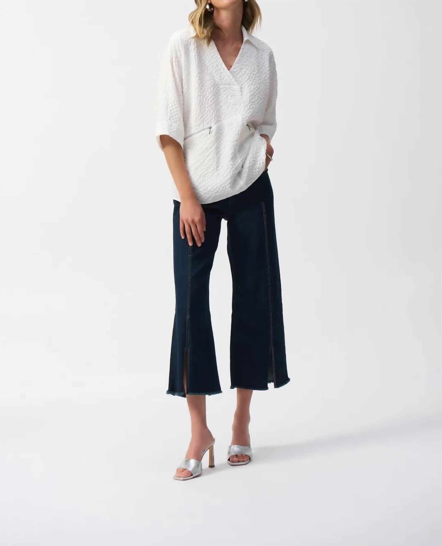 Joseph Ribkoff - Seersucker Boxy High-low Top
