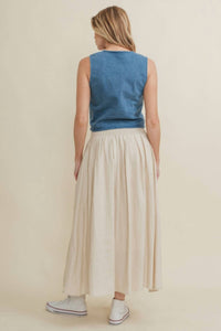 Cloud Ten - Denim Boot Stitch Crop Vest