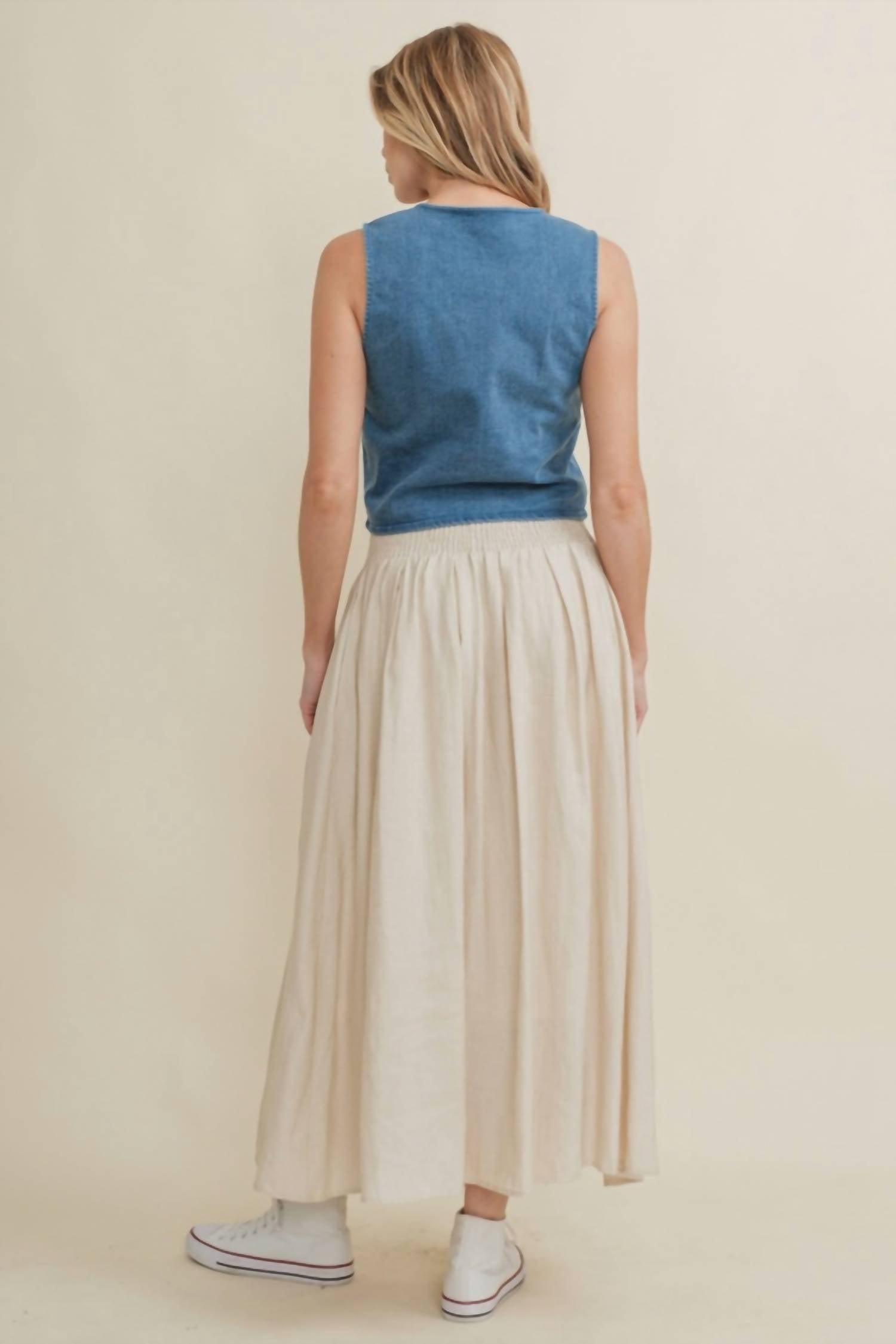 Cloud Ten - Denim Boot Stitch Crop Vest