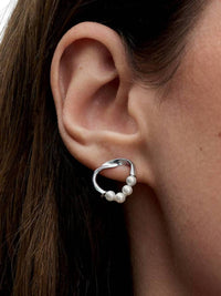 Pandora - Organically Shaped Circle & Treated Freshwater Cultured Pearls Stud Earrings