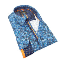 Eight X - Long Sleeve Button Down Paisley Print Shirt With Dot Trim
