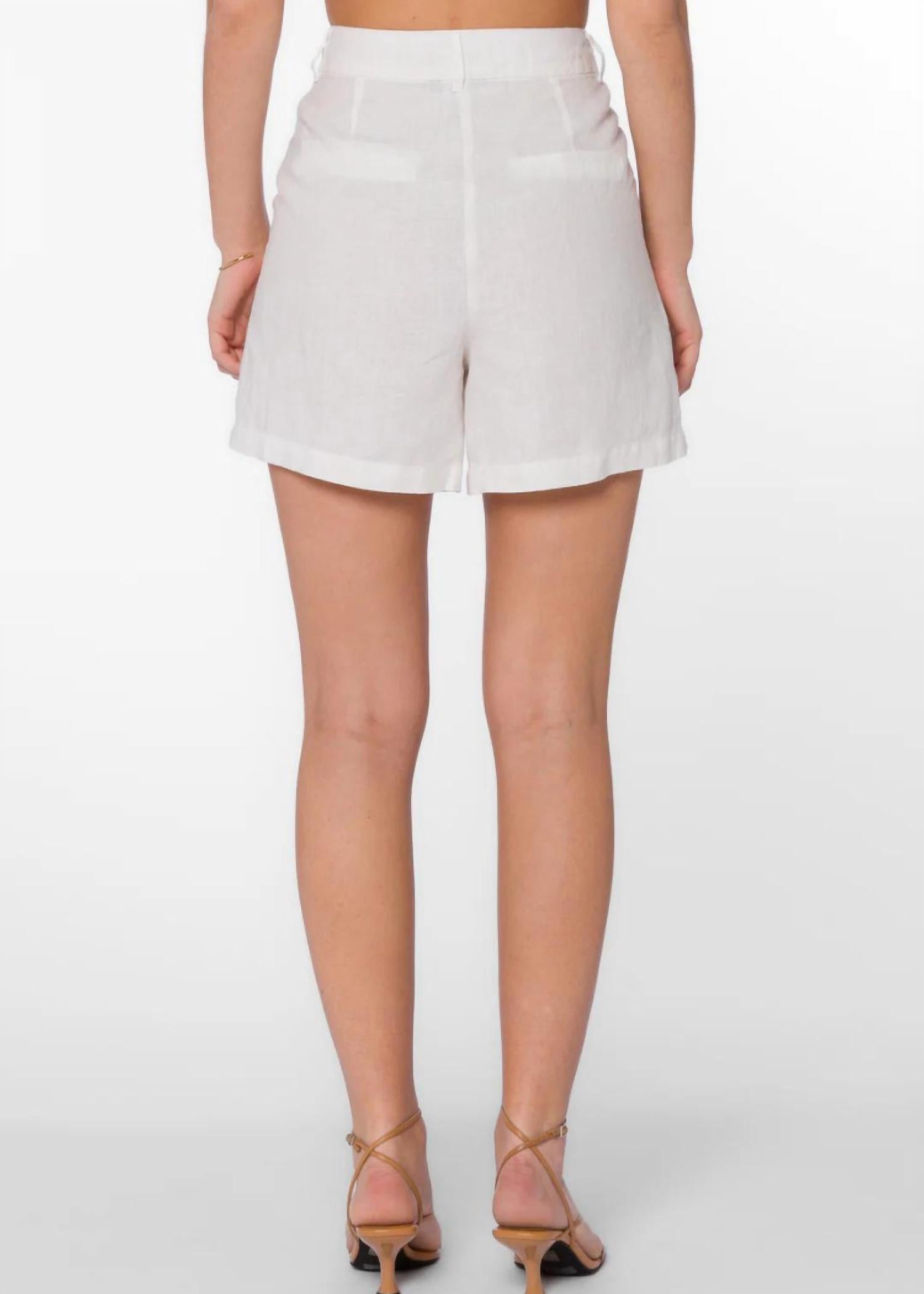 Velvet Heart Kaia Pleated Front Shorts in white - women's shorts - detail view