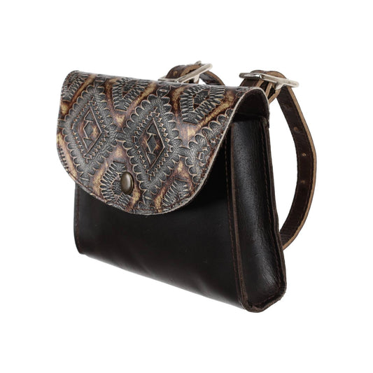 Showman - Women's Cowboy Carving Leather Pommel Pouch Bag